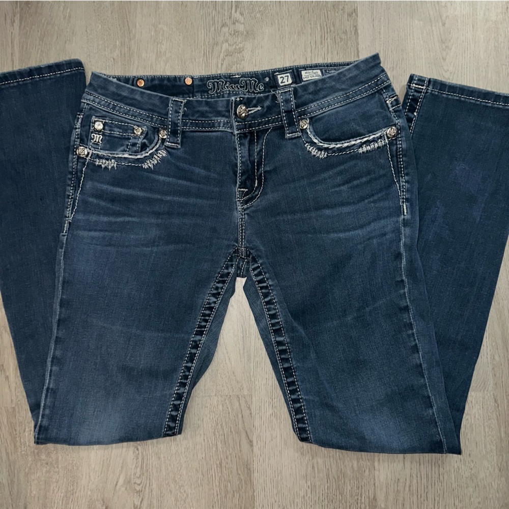 Miss Me Straight Leg Blue Jeans Vintage Style